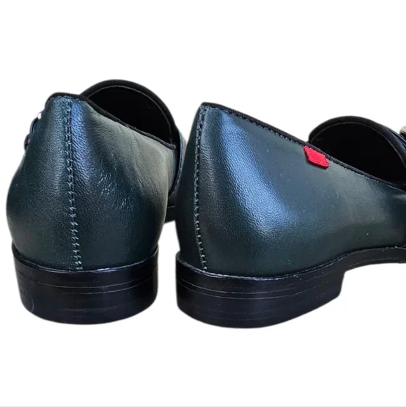 Marc Joseph - Summit St Dark Hunter Green Leather Loafers Grommet Strap & Buckle - Picture 4 of 12